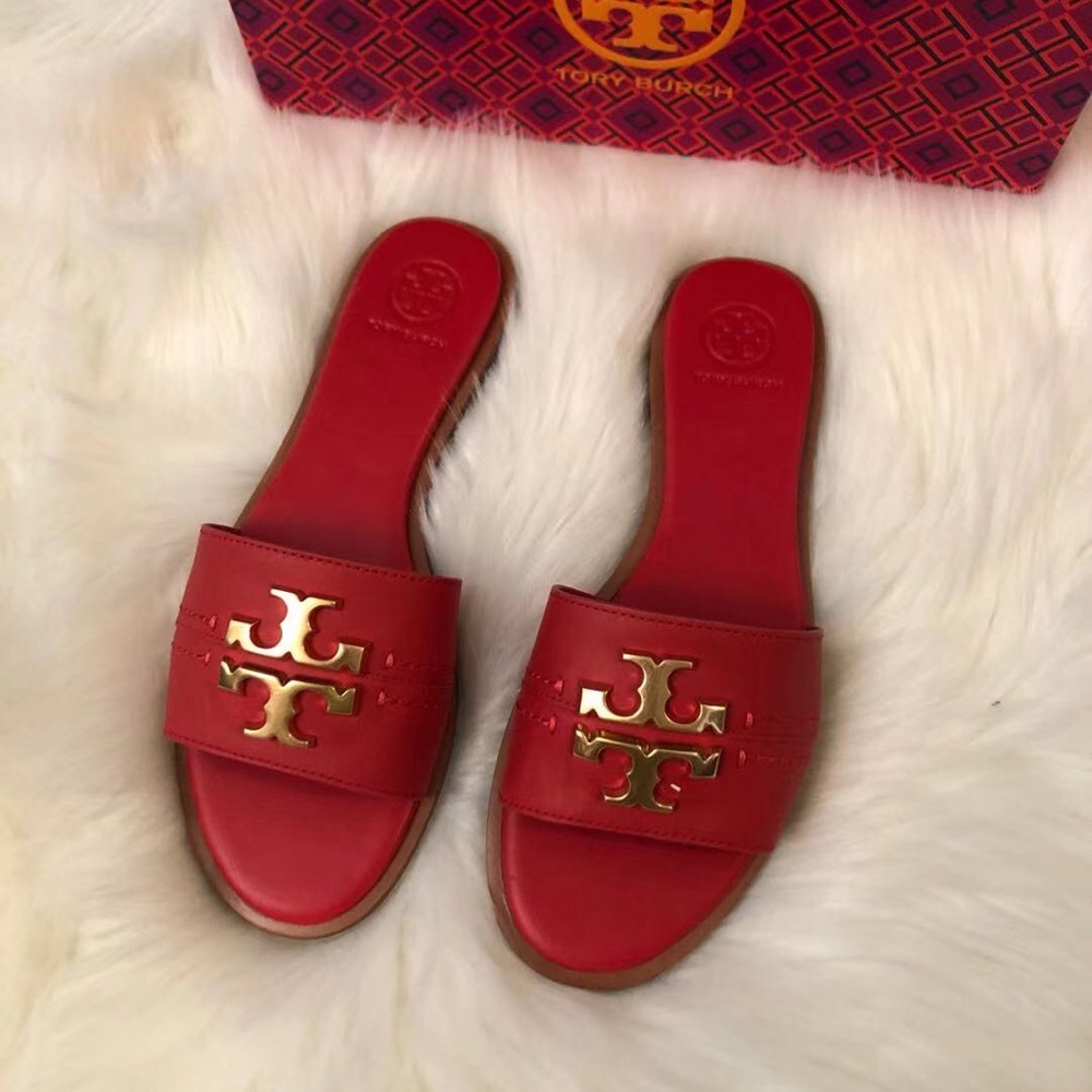 Tory Burch Everly Calf Leather Slide Sandal - Picture 1 of 6
